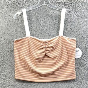 Rabbit Rose Crop Top Women's Size Large Peach Striped Crop Top Ladies L‎